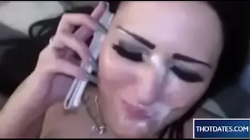 Cheating housewife while talking in phone wife