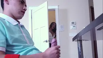 Daughter catches dad jerking off horny