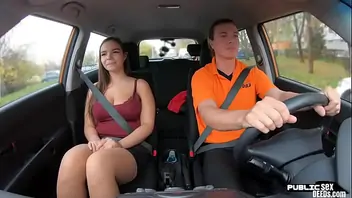 Girls watch man masterbating in public car