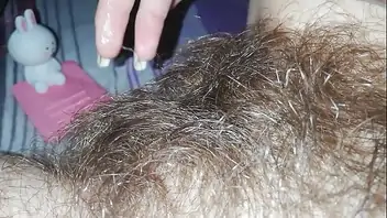 Hairy close up dildo