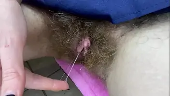 Hairy pussy masturbation squirt blonde