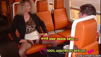 Mom following in train by stranger to home milf