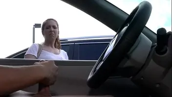 Young girl play with her pussy in the parking lot